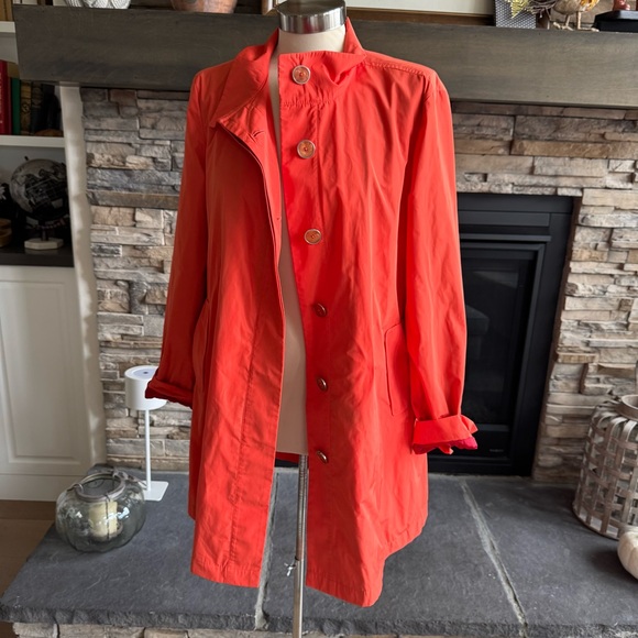 Anthropologie Vibrant Orange Trench Coat - Picture 4 of 14